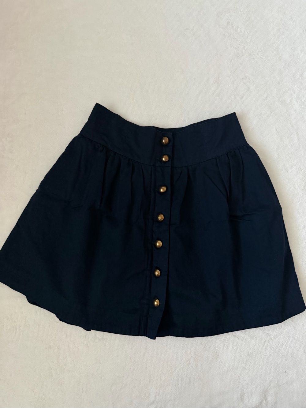 Forever 21 Navy with Gold Buttons Mini Skirt Medium Cotton A-Line Academia